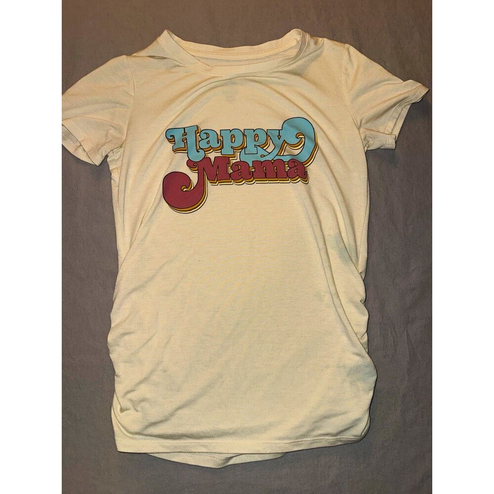 Sonoma Goods For Life Maternity T-Shirt S White Happy Mama Graphic Crew Neck